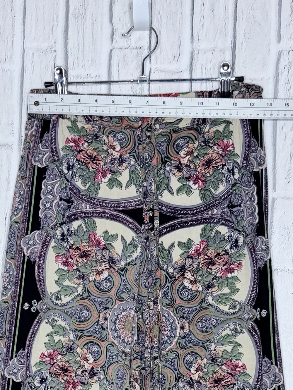 🌸 Angie Floral Paisley Wide Leg Palazzo Pants Medium Boho - Picture 3 of 5